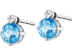 Kolczyki z białego złota z diamentami i topazami - próba 375