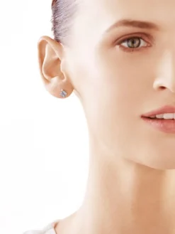 Kolczyki z białego złota z diamentami i topazami - próba 375