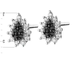 Kolczyki z białego złota z diamentami - 0,10 ct - próba 375