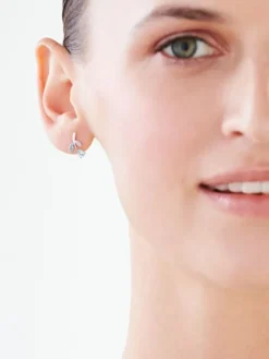 Kolczyki z białego złota z diamentami i topazami - liście - próba 375