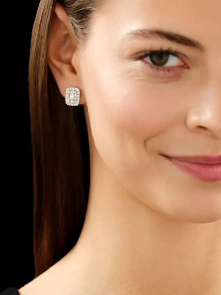 Kolczyki z białego złota z diamentami - 1,40 ct - próba 585