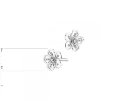 Kolczyki z białego złota z diamentami - kwiaty - 0,01 ct - próba 585