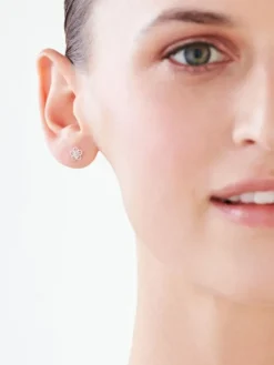 Kolczyki z białego złota z diamentami - kwiaty - 0,01 ct - próba 585