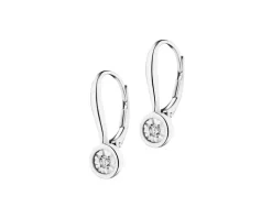 Kolczyki z białego złota z brylantami - 0,05 ct - próba 585