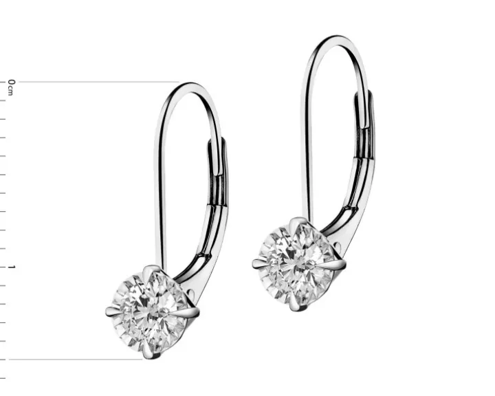 Kolczyki z białego złota z brylantami - 0,16 ct - próba 585