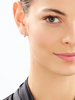 Kolczyki z białego złota z brylantami laboratoryjnymi - koła - 0,20 ct - próba 585