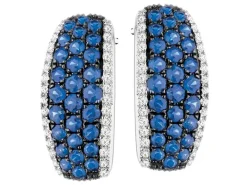 Kolczyki z białego złota z brylantami i szafirami - próba 585