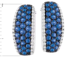 Kolczyki z białego złota z brylantami i szafirami - próba 585