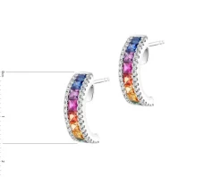 Kolczyki z białego złota z brylantami i szafirami kolorowymi - próba 585