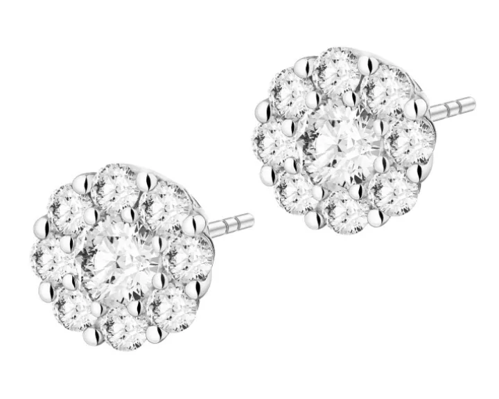 Kolczyki z białego złota z brylantami laboratoryjnymi - 0,67 ct - próba 585