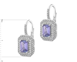 Kolczyki z białego złota z diamentami i tanzanitami - próba 585