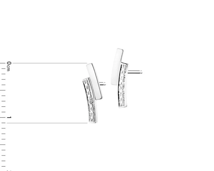 Kolczyki z białego złota z diamentami - 0,006 ct - próba 375