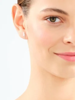 Kolczyki z białego złota z diamentami - 0,006 ct - próba 375