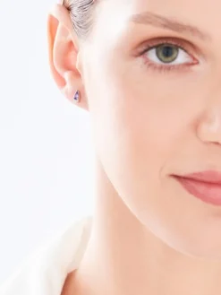 Kolczyki z białego złota z brylantami i tanzanitami - próba 585