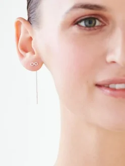 Kolczyki z białego złota z diamentami - nieskończoność - 0,006 ct - próba 585