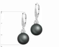 Kolczyki z białego złota z brylantami i perłami Tahiti - próba 585