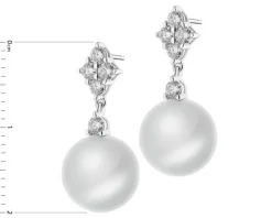 Kolczyki z białego złota z brylantami i perłami South Sea - próba 750