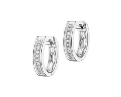 Kolczyki z białego złota z diamentami - koła - 0,06 ct - próba 585