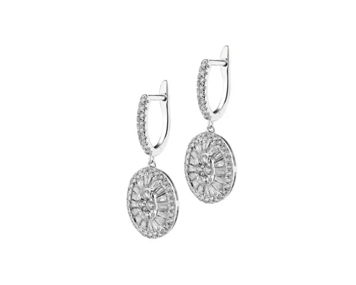 Kolczyki z białego złota z diamentami - 0,85 ct - próba 585