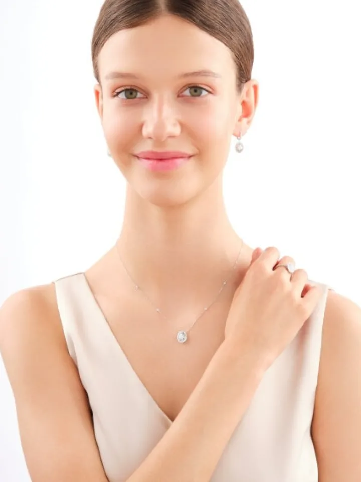 Kolczyki z białego złota z diamentami - 0,85 ct - próba 585