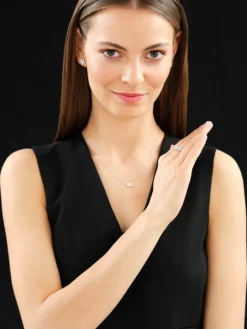 Kolczyki z białego złota z diamentami - kwiaty - 0,94 ct - próba 585