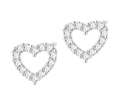 Kolczyki z białego złota z brylantami laboratoryjnymi - serca - 0,20 ct - próba 585