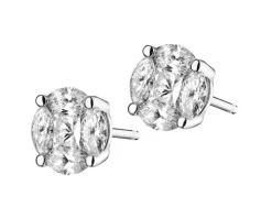 Kolczyki z białego złota z diamentami - 1,18 ct - próba 585