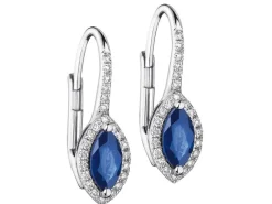 Kolczyki z białego złota z brylantami i szafirami - próba 585