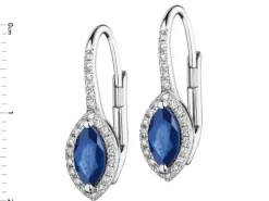 Kolczyki z białego złota z brylantami i szafirami - próba 585