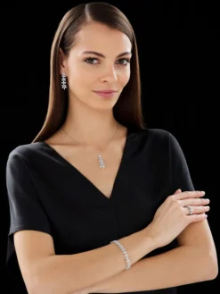 Kolczyki z białego złota z diamentami - kwiaty - 3,86 ct - próba 750