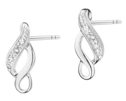 Kolczyki z białego złota z diamentami - 0,008 ct - próba 585
