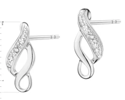 Kolczyki z białego złota z diamentami - 0,008 ct - próba 585