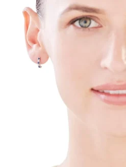 Kolczyki z białego złota z diamentami i szafirami - próba 375