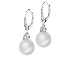 Kolczyki z białego złota z brylantami i perłami South Sea - próba 585