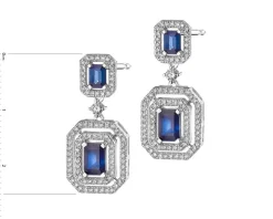 Kolczyki z białego złota z diamentami i szafirami - próba 585