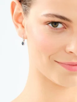 Kolczyki z białego złota z diamentami i szafirami - próba 585