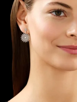 Kolczyki z białego złota z brylantami - rozety - 1,21 ct - próba 585