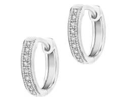 Kolczyki z białego złota z diamentami - koła - 0,05 ct - próba 585