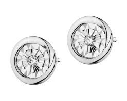 Kolczyki z białego złota z brylantami - 0,04 ct - próba 585