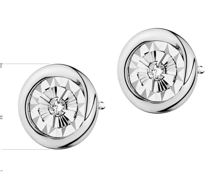 Kolczyki z białego złota z brylantami - 0,04 ct - próba 585