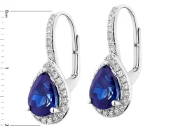 Kolczyki z białego złota z brylantami i szafirami - próba 585