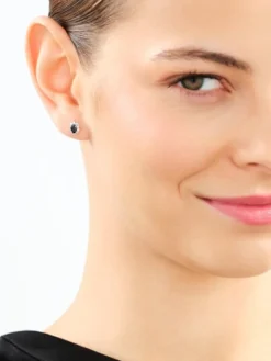 Kolczyki z białego złota z diamentami i szafirami - próba 585