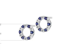 Kolczyki z białego złota z diamentami i szafirami - próba 375