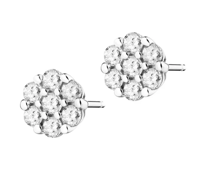 Kolczyki z białego złota z brylantami laboratoryjnymi - 0,37 ct - próba 585