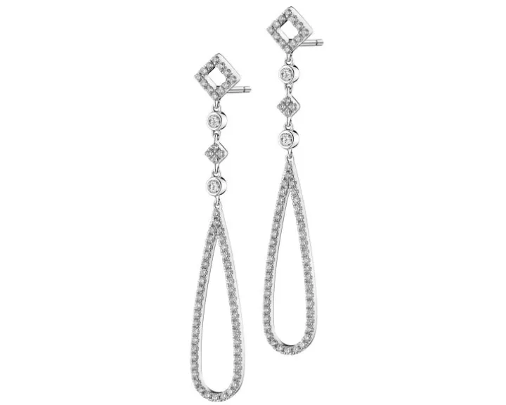 Kolczyki z białego złota z brylantami - 0,83 ct - próba 585