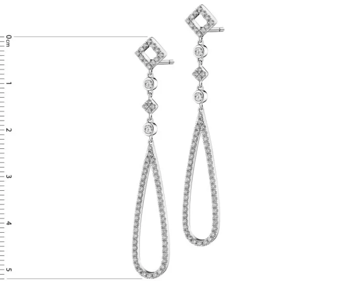 Kolczyki z białego złota z brylantami - 0,83 ct - próba 585