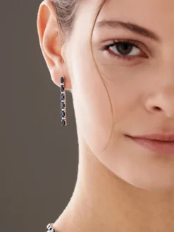 Kolczyki z białego złota z brylantami i szafirami - próba 585