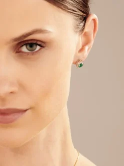 Kolczyki z białego złota z brylantami i szmaragdami - próba 585