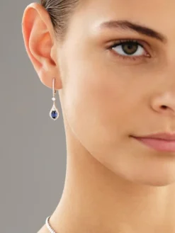 Kolczyki z białego złota z brylantami i szafirami - próba 585