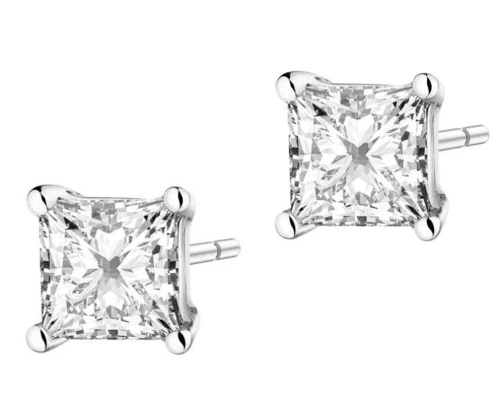 Kolczyki z białego złota z diamentami laboratoryjnymi - 0,62 ct - próba 585